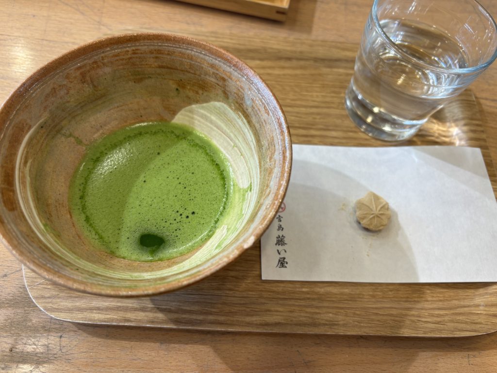 Enjoying freshly made wasanbon sweets with perfectly paired matcha tea